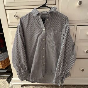 J. Crew Etienne Oversized Shirt Navy and White Striped Button-Down